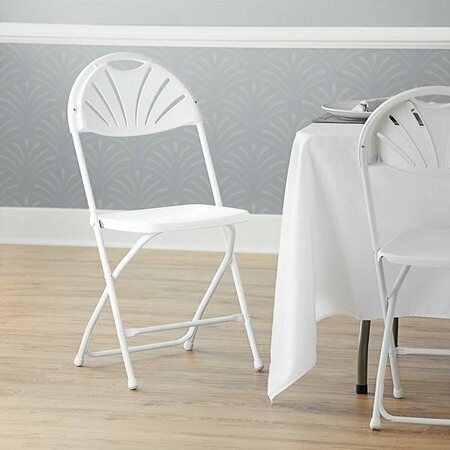 LANCASTER TABLE & SEATING White Plastic Fan Back Folding Chair 384DG64298WH